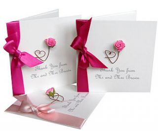 set of 3 personalised rose thank you notes by made with love designs ltd