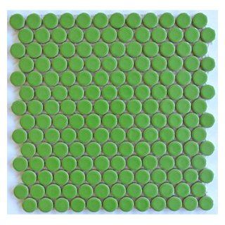 Bright Green Penny Round Tile, ModDotz Modwalls Porcelain Rounds   Construction Tiles  