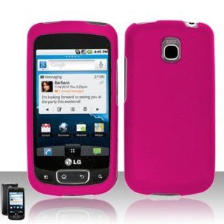 Pink Solid Color Rubber Texture T Mobile LG Optimus T P509 Snap on Cell Phone Case + Microfiber Bag Cell Phones & Accessories