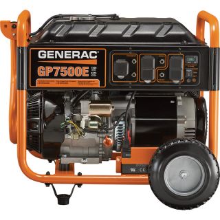 Generac GP7500E Portable Generator — 9375 Surge Watts, 7500 Rated Watts, Electric Start, Model# 5943  Portable Generators