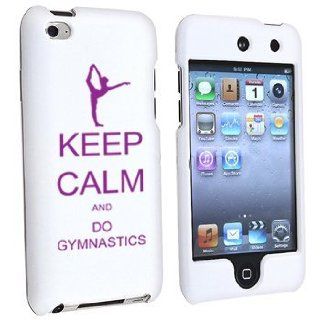 Apple iPod Touch 4th Generation White Rubber Hard Case Snap on 2 piece Purple Keep Calm and Do Gymnastics Cell Phones & Accessories