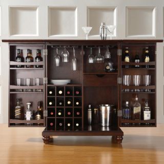 Crosley Cambridge Expandable Bar Cabinet in Vintage Mahogany