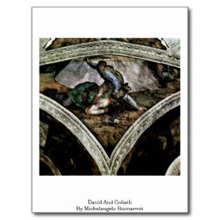 David And Goliath By Michelangelo Buonarroti Postcard