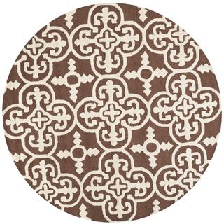 Modern Safavieh Handmade Cambridge Moroccan Dark Brown Wool Rug (6 Round)