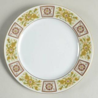 Mikasa Woodmere Salad Plate, Fine China Dinnerware   Green&Gold Floral Rim,Smoot