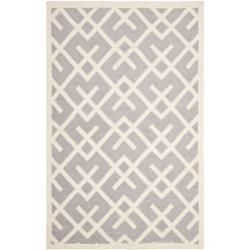 Safavieh Handwoven Moroccan Dhurrie Geometric pattern Gray/ Ivory Wool Rug (10 X 14)
