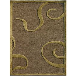 Hand tufted Brown/ Green Wool And Art Silk Area Rug (36 X 56)