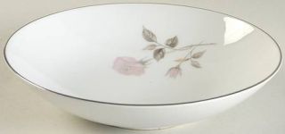 Sango Helene Coupe Soup Bowl, Fine China Dinnerware   Pink Rose,Gray Leaves,Coup