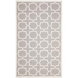 Moroccan Dhurrie Grey/ivory Cross Pattern Wool Rug (9 X 12)