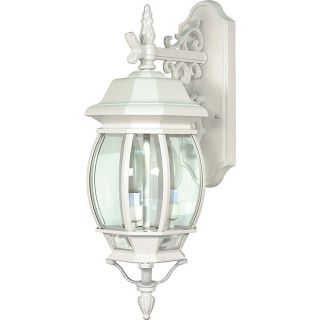 Central Park White With Clear Beveled Panels 3 light Wall Lantern