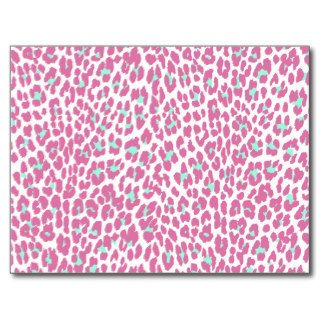 Pink Teal Girly  Cheetah Animal Print Pattern Post Card