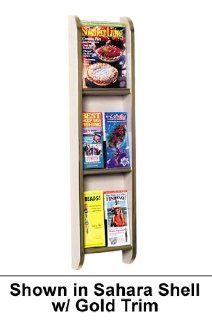 WM 3 Wall Mounted Vertical 3 Pocket Magazine Rack / 6 Pocket Brochure Holder in Wild Cherry with Matching Trim from ABC Office  Literature Organizers 