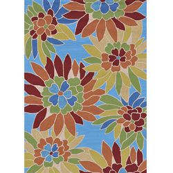 Hand hooked Coventry Blue Floral Indoor/ Outdoor Rug (36 X 56)