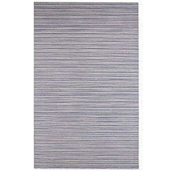 Flat Weave Blue/ Grey Striped Wool Rug (26 X 8)