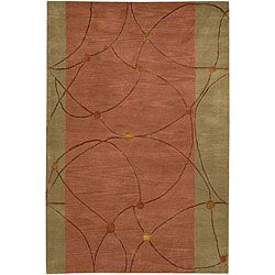 Hand tufted Green/brown Mandara Wool Rug (79 X 106)