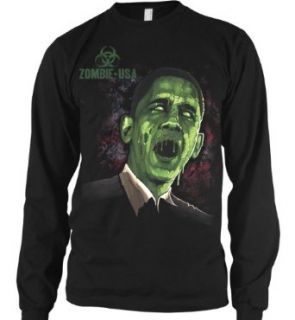 Obama Zombie Mens Halloween Thermal Shirt, Easy Cheap Halloween Zombie Long Sleeve Thermal Clothing