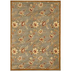 Handcrafted Florance Blue Wool Rug (53 X 76)