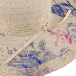 Journee Collection Womens 4.5 in Brim Floral Print Ribbon Hat