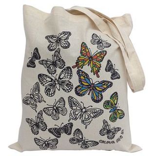 colour in butterflies tote bag by pink pineapple