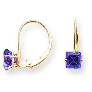 14K Gold Princess Cut Amethyst Earrings Jewelry Jewelry