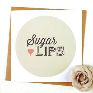personalised sugar lips valentines card by handmade by if