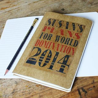 personalised ' world domination' notebook by snapdragon
