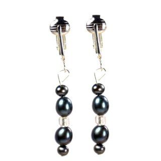 Romantic Black Pearl Clip On Earrings Authentic Freshwater Pearls  Hawaiian Beauty Dark Glamour for Women and Girls Valentines, Christmas Jewelry
