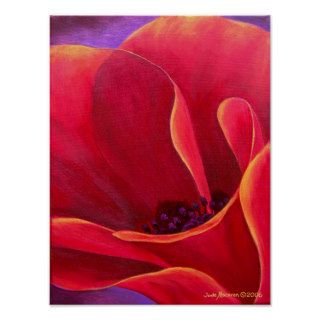 Red Poppy Flower Painting   Poster