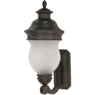 Luxor Chestnut Bronze With Satin Frosted Glass 2 light Arm Up Wall Sconce
