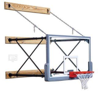 Fold Up Wall Mount Basketball System with 6 9' Foot Extension  In Ground Basketball Backboards  Sports & Outdoors
