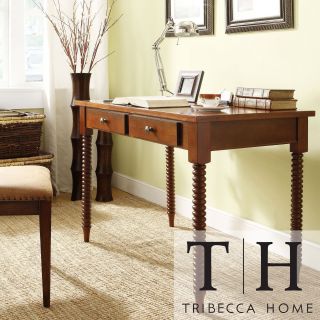 Tribecca Home Clare Mahogany Helix Legs 2 drawer Office Desk