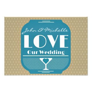Beige & Teal Martini Glass Save The Date Cards
