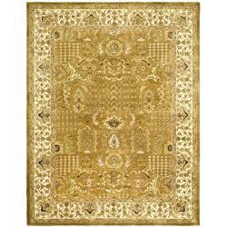 Handmade Classic Gold/ Ivory Wool Rug (96 X 136)