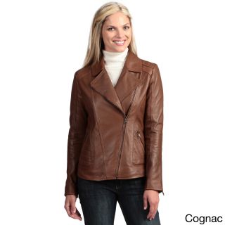Collezione Womens Leather Asymmetrical Jacket