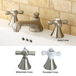 Satin Nickel Widespread Bathroom Faucet With Cross Handles