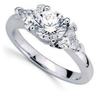 Ann Harrington Jewelry 14k White Gold 1/2 Ct Tw Trillion Cut 3 Stone Diamond Engagement Ring, 6.5 mm (for 1 Ct) Semi Setting Jewelry