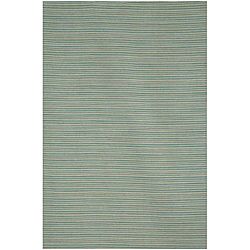 Blue Flat Weave 100 Percent Wool Rug (2 6 X 8)