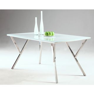 White Starphire Glass Dining Table