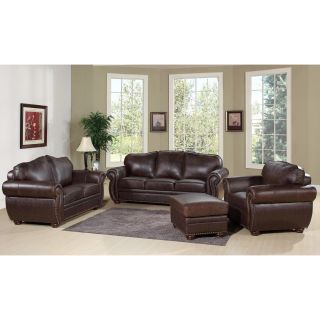 Abbyson Living Richfield 4 piece Premium Top grain Leather Sofa, Loveseat, Armchair, Ottoman Set