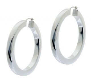 Sterling 2 Polished Square Tube Hoop Earrings —