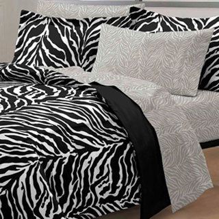 Chf Industries Zebra Black/white 7 piece Bed in a bag With Sheet Set Black Size Twin
