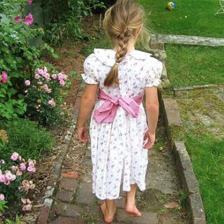 vintage style dress   red floral with gingham pinafore by the fairground