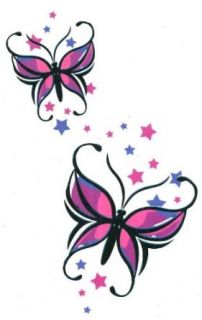 Butterfly with Stars Large Temporary Body Art Tattoos 7" x 4.5" Clothing