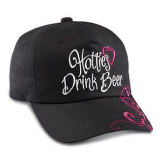 Imprinted "Hotties Drink Beer" Black Cap w/ Embroidery Design Kitchen & Dining