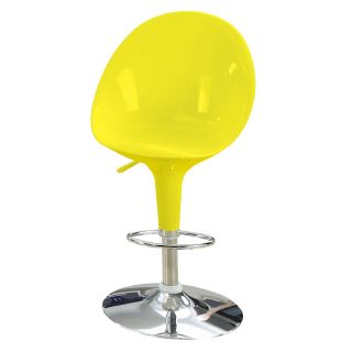 Sybill Adjustable Air Lift Yellow/ Chrome Stool (set Of 2)