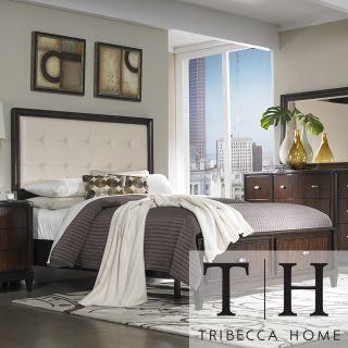 Tribecca Home Cumbria White Bonded Leather Queen size Storage Plateform Bed
