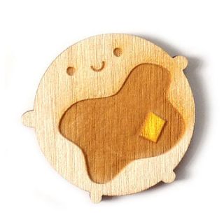wooden pancake brooch by asking for trouble