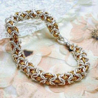 gold and silver chain bracelet by woven silver jewellery