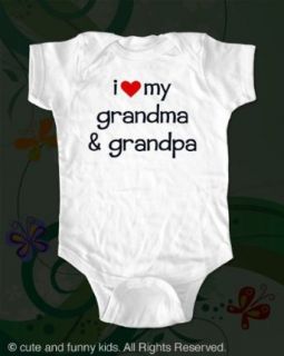 i love my grandma and grandpa   baby onesie (White Newborn Onesie) Clothing