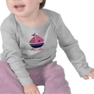 Pink Sailboat Girls Baby T Shirt